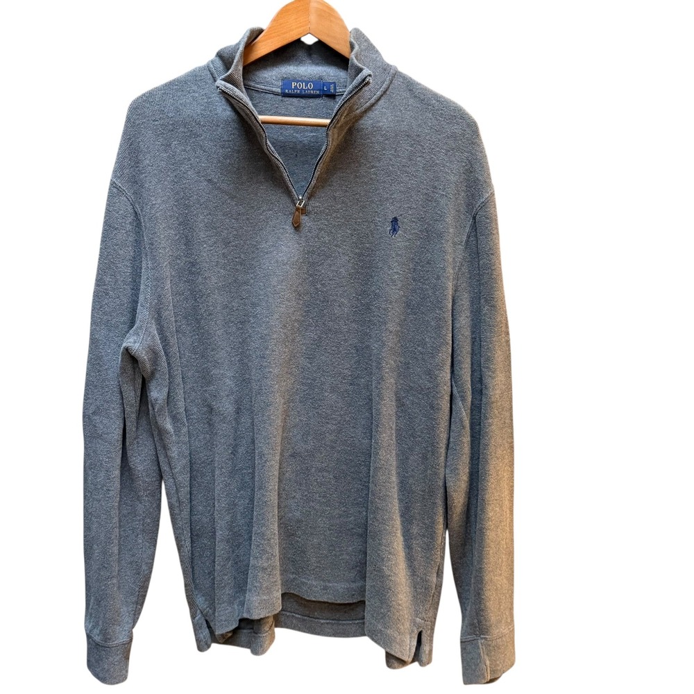 Polo Ralph‎ Lauren Pullover Sweater Gray 1/4 Zip Old Money Preppy Men's LG